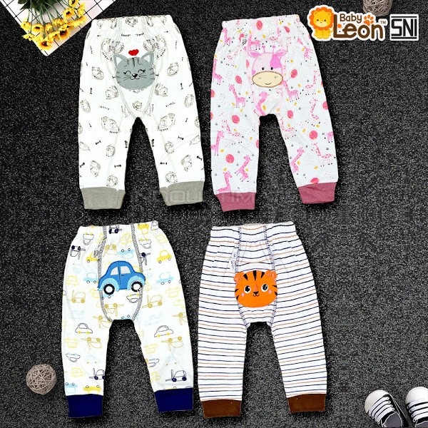 SNI Celana Panjang Anak Bayi Bordir BABY LEON Newborn GY-S81 baju tidur piyama diaper pants bayi