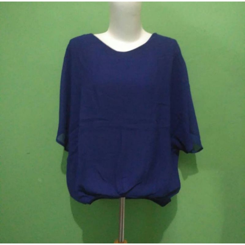 GLACIER blouse pendek biru