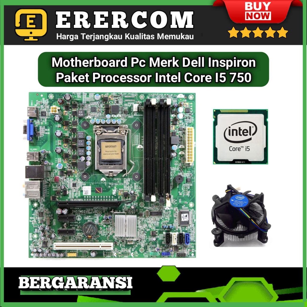 Motherboard Mobo Mainboard Dell Inspiron Sepaket Prosesor Intel Core i5 750 4 Slot Ram Lengkap Heats
