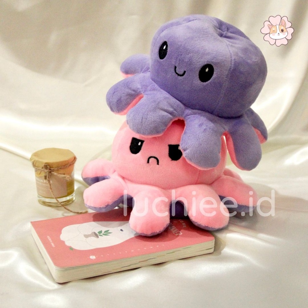 Boneka Tiktok Reversible Octopus Mood Doll/Boneka Gurita Dua Sisi Dibalik Sni Unofficial