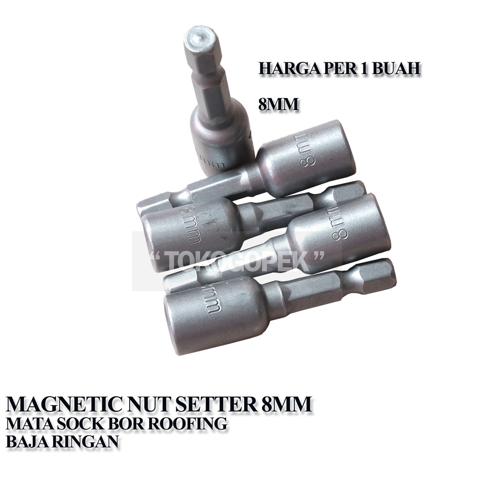 NUT SETTER 8MM MAGNETIC - MATA SOCK BOR ROOFING BAJA RINGAN 1 BUAH