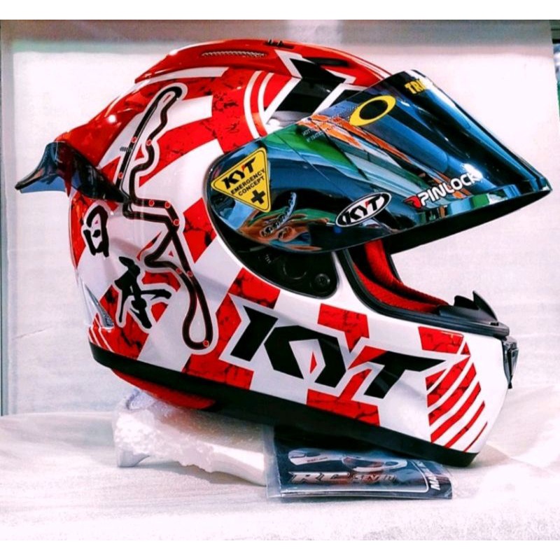 HELM Kyt rc7 white/red seri#17 original ongkir 2kg