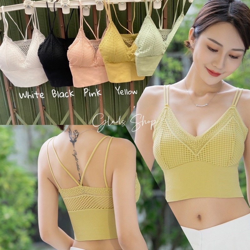 C365 • Sling Lace Bra Croptop Import • Seamless Tanpa Kawat • Fashion Wanita