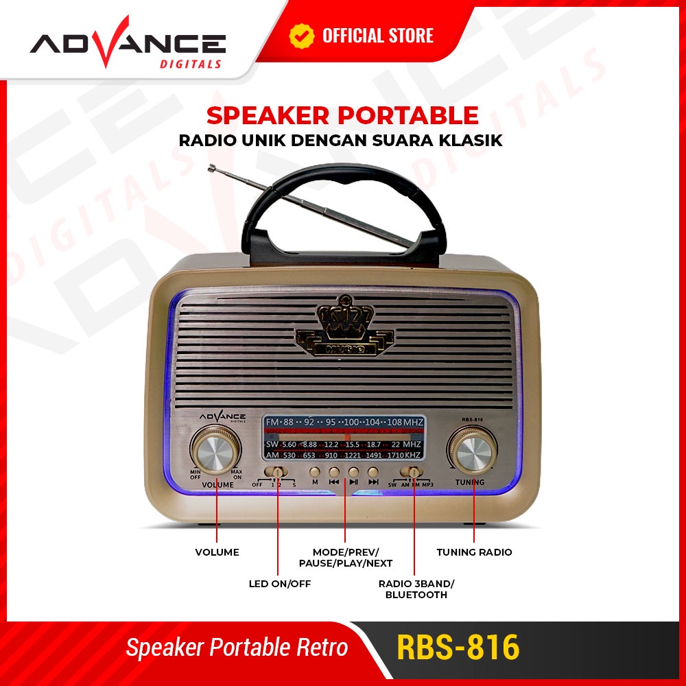 Advance RBS816 Radio Bluetooth Speaker Portable Wireless