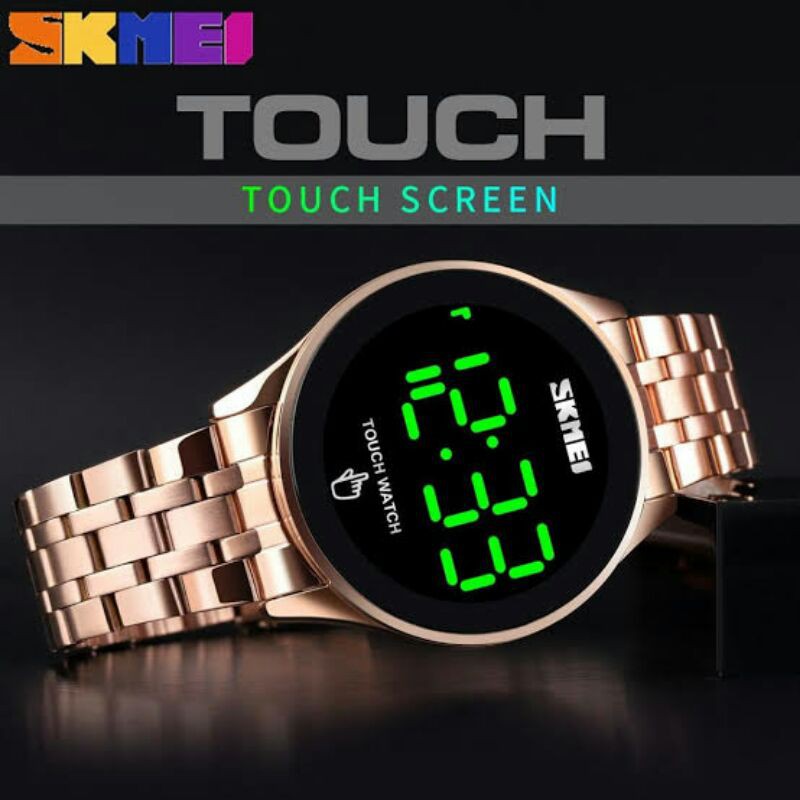 JAM TANGAN SKMEI ORIGINAL 1579 ROSEGOLD TOUCH LED WATCH WATERRESIST