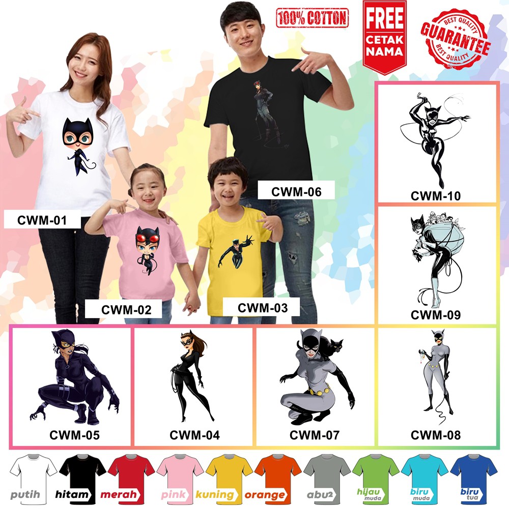 [FREE NAMA!!] Baju Kaos ANAK DAN DEWASA CAT WOMEN BANYAK MOTIF