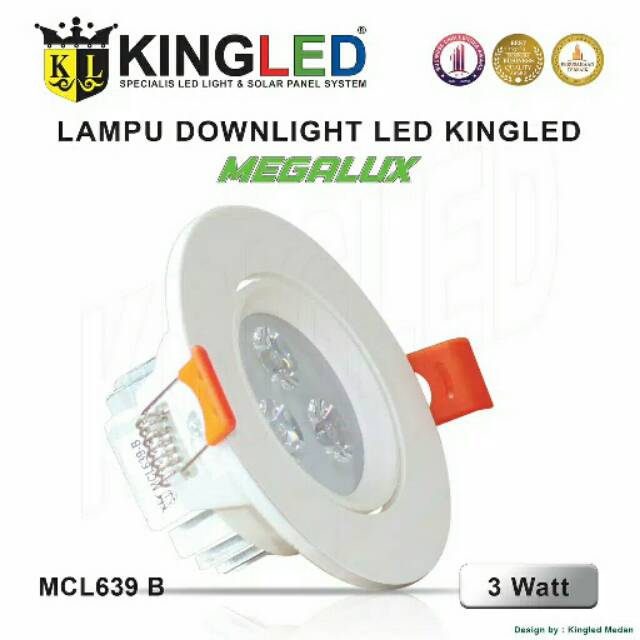 KINGLED Lampu Plafon LED 3 Watt Megalux / DownLight LED 3 Watt Megalux