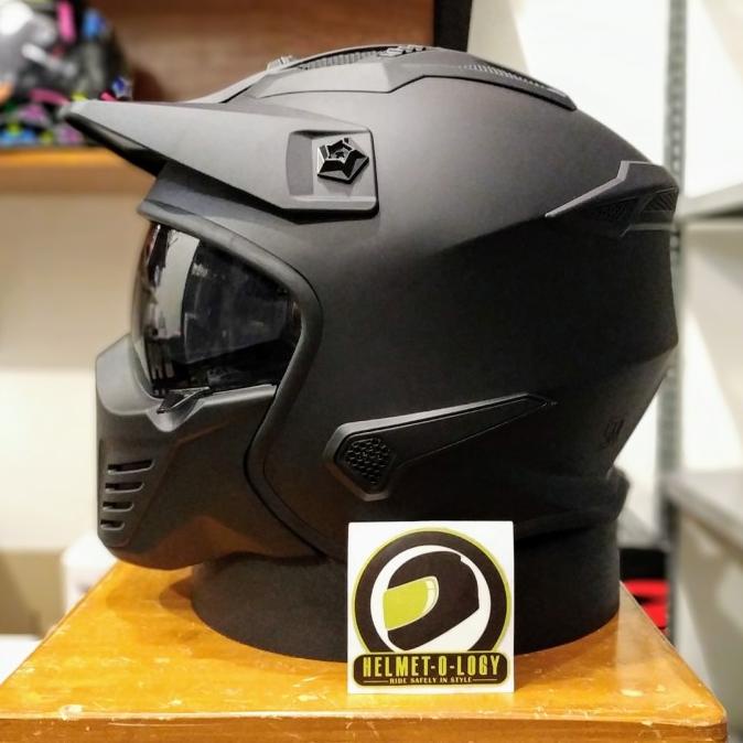 Helm JPX MX726R Crossover Hitam Doff Merah MX 726 R Modular