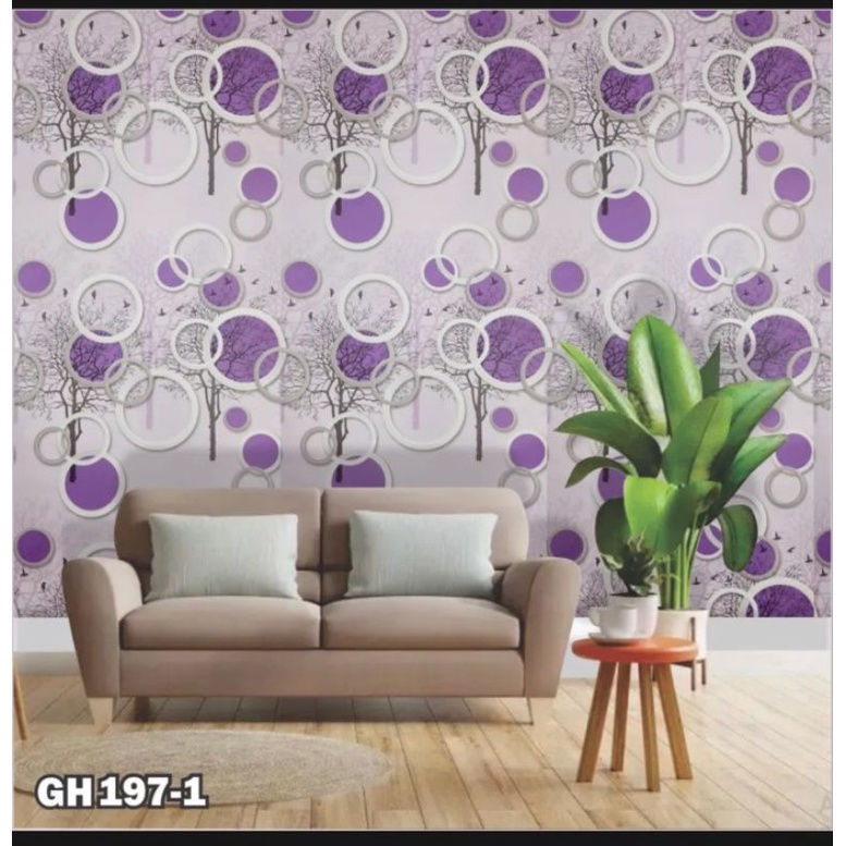 [COD]Wallpaper Sticker Dinding Motif Polkadot Ungu Cy1185/gh197-1