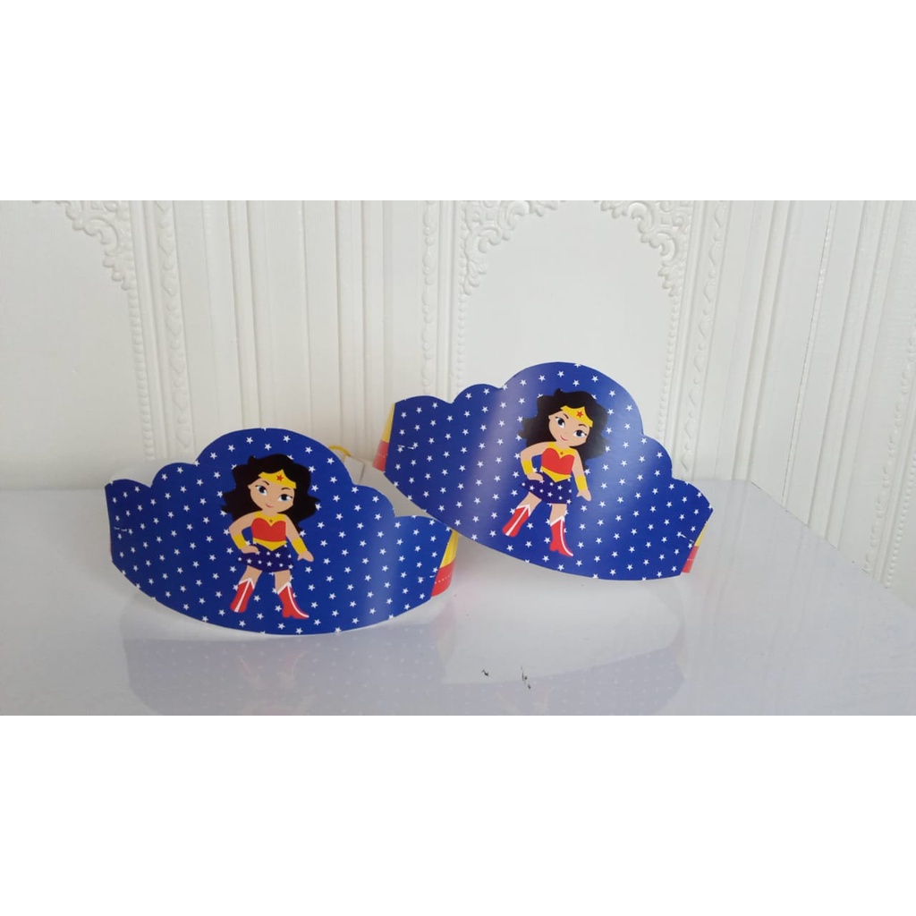 topi melingkar wonder woman / topi ultah wonder woman / topi ulang tahun melingkar wonder woman / to
