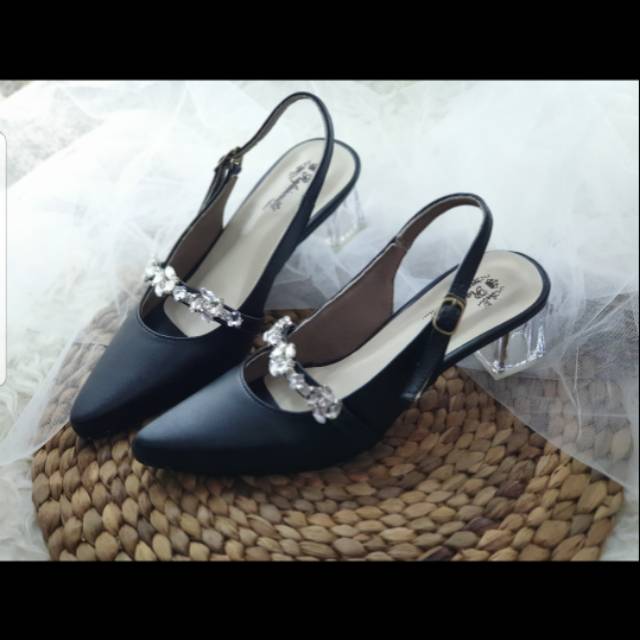 Sepatu wanita kiara hitam sepatu 5cm kaca wanita