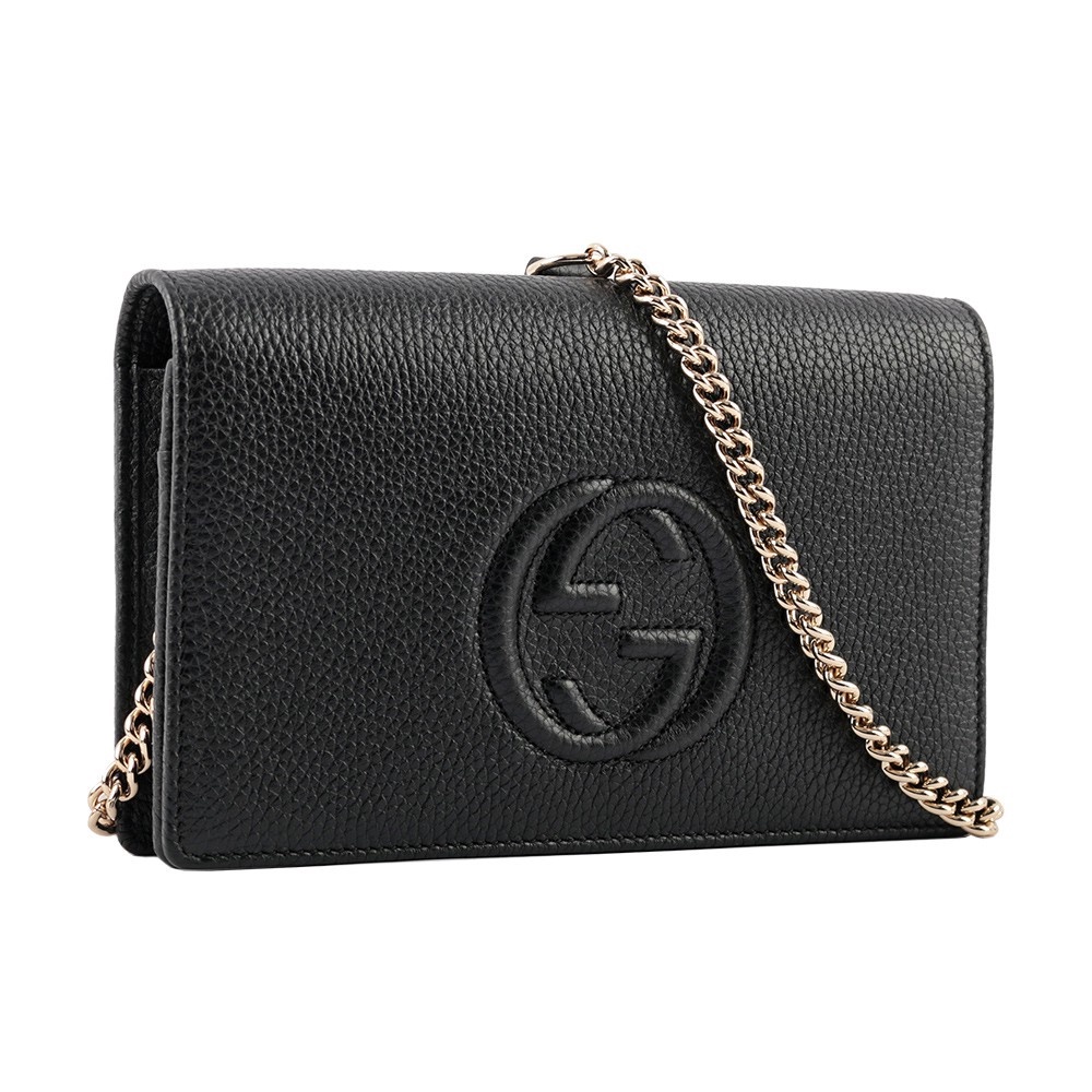 GUCCI SOHO Series Leather Wallet Clutch/Chain Bag (Black) 598211 A7M0G 1000
