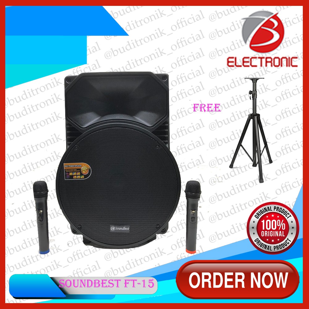 Speaker Soundbest FT-15 / Portable Wireless Speaker Soundbest 15 Inch