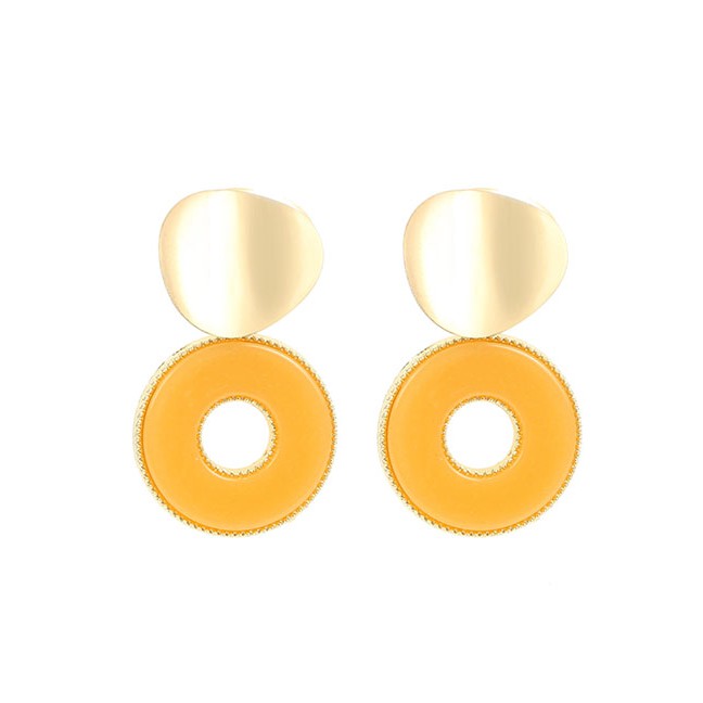 LRC Anting Tusuk Fashion Alloy Circle Acrylic Earrings F58347