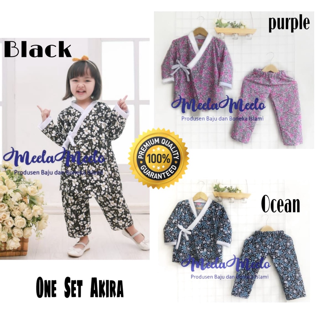 COD ONE SET AKIRA BAHAN KATUN JEPANG | ONE SET ANAK MOTIF | SETELAN BAJU ANAK PEREMPUAN