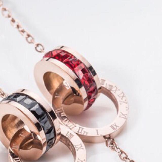 Gelang Titanium Lapis Emas Double Ring 18k Rose Gold 216