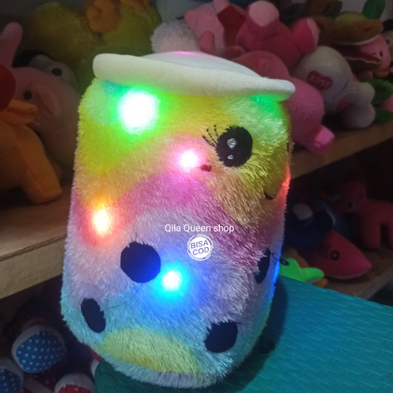 boneka BOBA PELANGI L GRATIS LAMPU LED nyala bisa COD, BOBA GENTONG, MILK TEA, TERMURAH,VIRAL