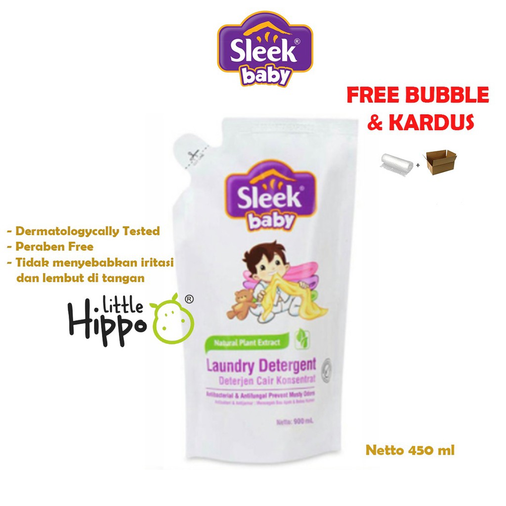 Sleek Baby Laundry Detergent Refill 450ml Sleek Sabun Cuci Baju Cair Isi Ulang Laundri Detergen Pembersih Pakaian Bayi Refill Sleek Anti Bau Apek Anti Jamur Anti Bakteri 450ML Refill