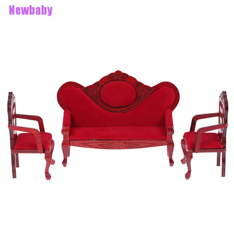 (Newbaby) 1 Set Miniatur Sofa Ruang Tamu Skala 1: 12 Untuk Rumah Boneka