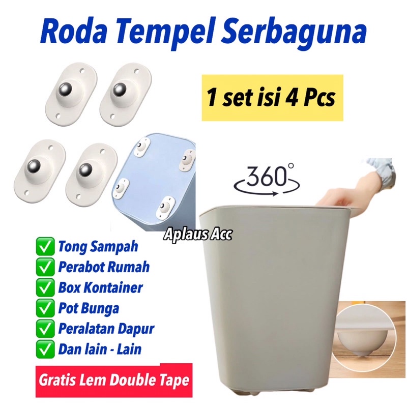 Roda Tempel Serbaguna 360 Stainless Menggeser Barang Jadi Enteng (isi 4 pcs)