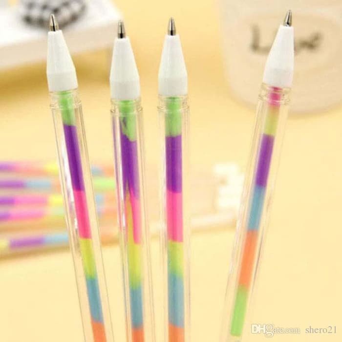 

Kekinian Pulpen Pelangi / Rainbow Gel Pen unik warna warni wangi dalam satu pen Elegan