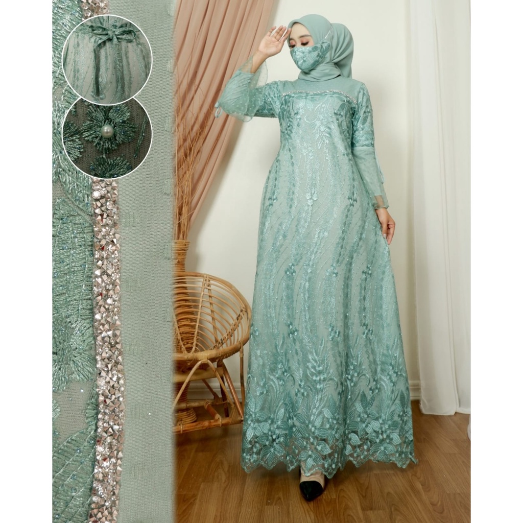 Permata Olshop / Kebaya Gamis Amanda 2 NK / Baju Kondangan / Dress Bridesmaid / Gamis Kebaya Pesta Mewah