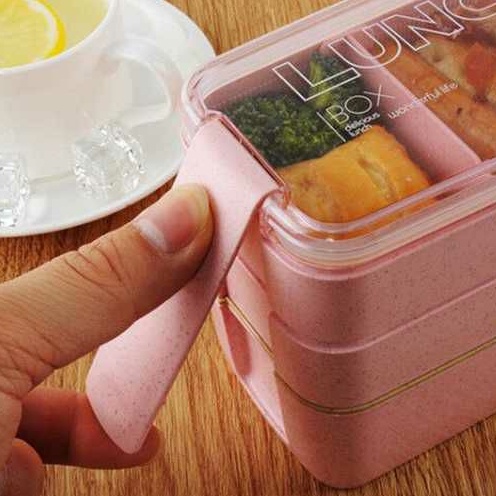 Lunc Box / Tempat Makan/ Kotak Makan 2 Sekat Dan 3 Susun 700ML BPA FREE