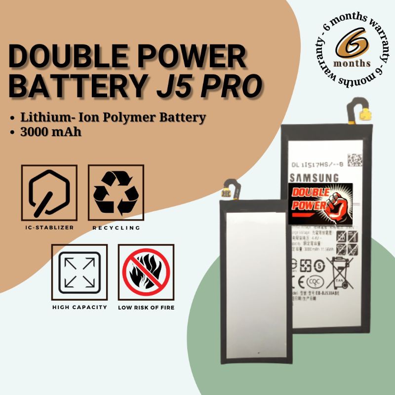 BATERAI SAMSUNG J5 PRO BATTERY DOUBLE POWER SAMSUNG J5PRO J530 3000mAh