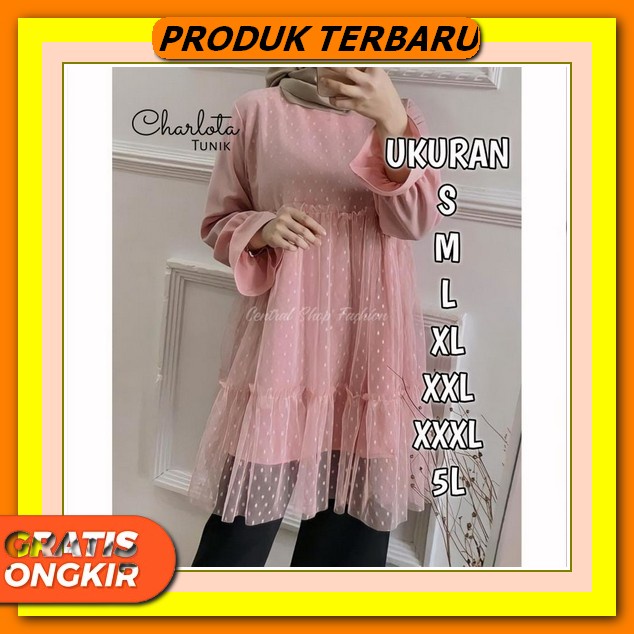 Tunik Wanita Terbaru 2021 Kekinian Jumbo Premium Bordir Mewah Tunic Pesta Kondangan Smlxl Elle Putih