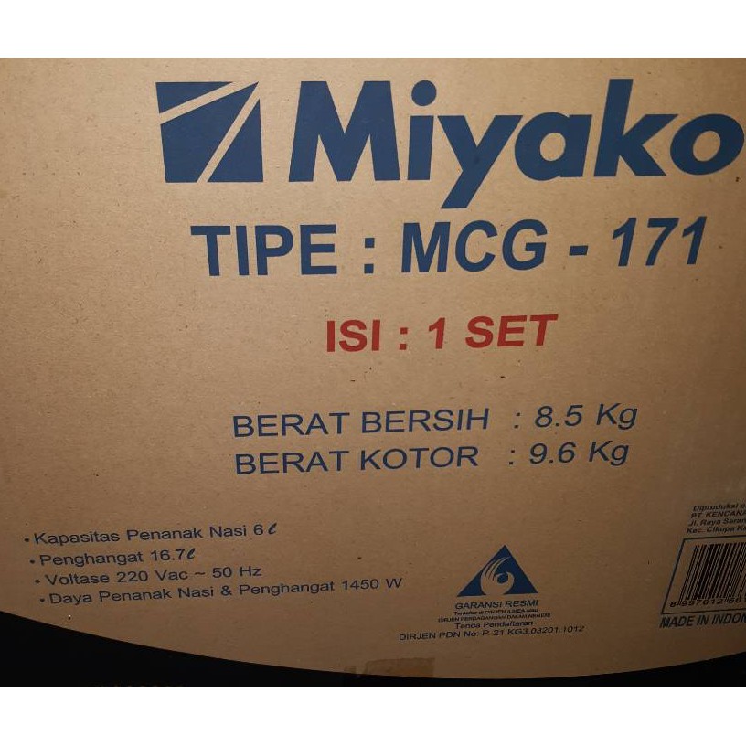 Magic com miyako mcg - 171 besar capacity 16,7 liter bagus murah garansi 1 tahun untuk rumah makan