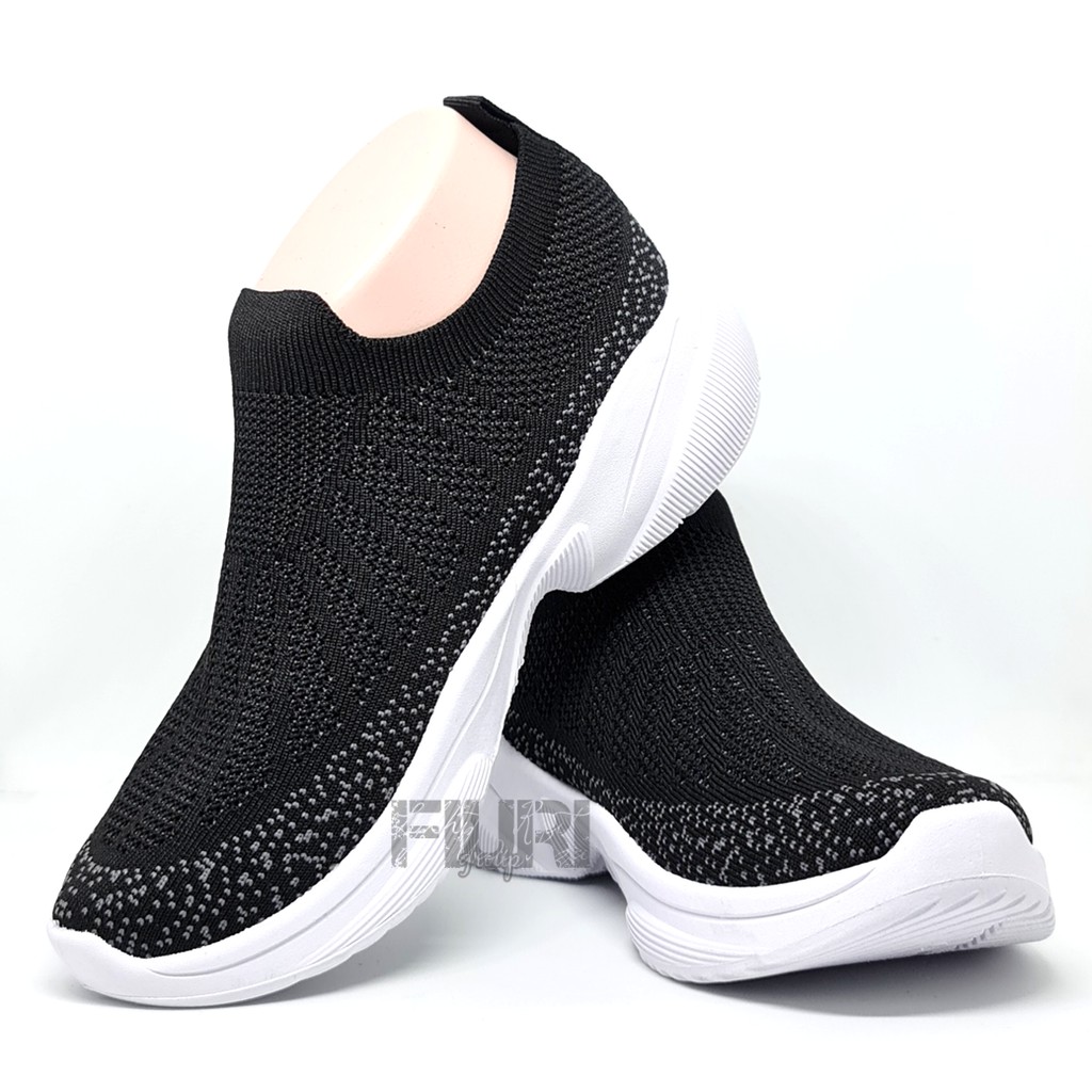 FIURI - Ando Original - NAOMI 37-40 HITAM PUTIH - Sepatu Kets Wanita - Sepatu Sneakers Wanita - Sepatu Olahraga Sport Wanita - Sepatu Casual - Sepatu Jogging Lari Fitness Gym Senam Wanita - Sepatu Sekolah Bertali SD SMP SMA-1