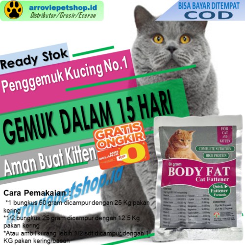 Jual Penggemuk Kucing Super Cepat Body Fat 50 gram/ Vitamin Penggemuk