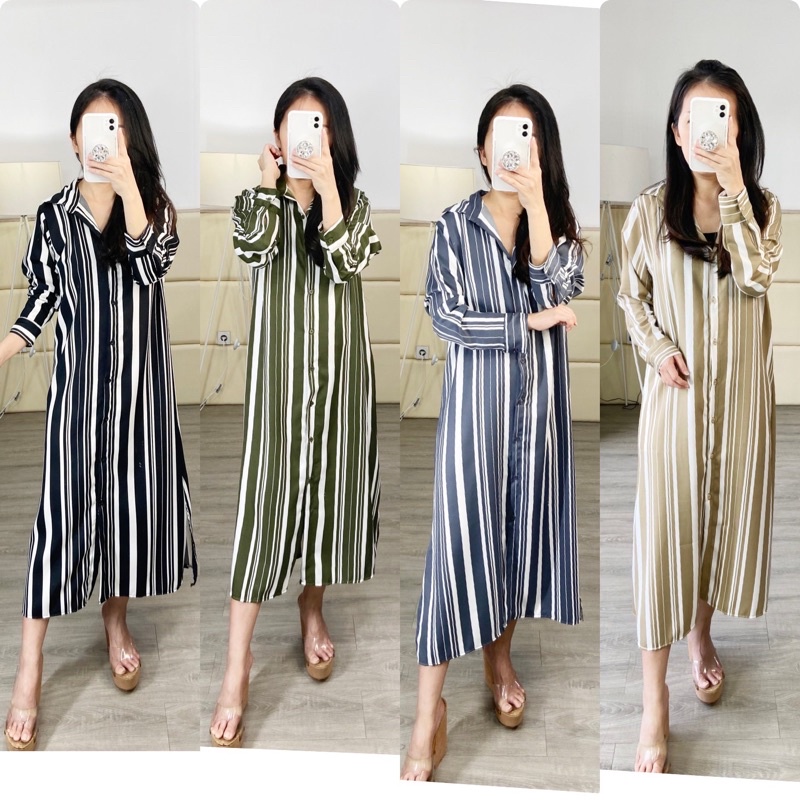 longtunik salur / stripe tunik panjang / tunik stripe / casual tunik