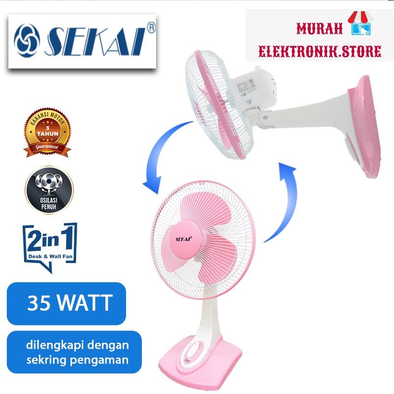 Sekai Kipas Angin Meja / Dinding DFN 1216 (2 In 1)