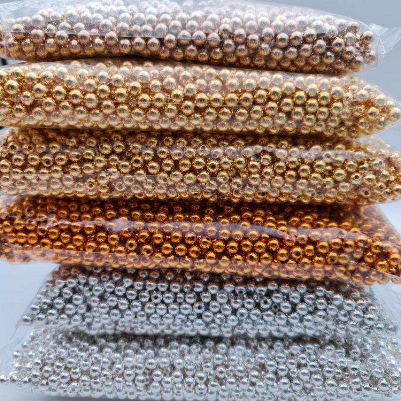 MUTIARA METALIK JEPANG SUPER UKURAN 3 MM DAN 4 MM  PREMIUM GRADE AA PER 10 GRAM