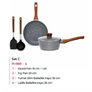 Cyprus Marble Set Paket Panci Sauce Pan Fry Pan Sutil Ladle PI 0901