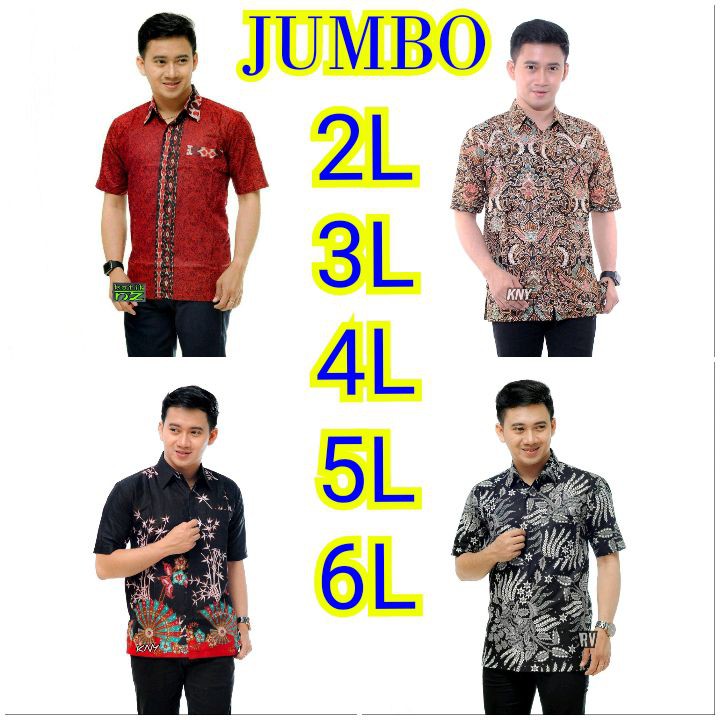 BSWART Batik JUMBO HRB026 Kenongo Hem Pendek Padi Pekalongan M L XL Batik Pria MURAH Modern Grosir