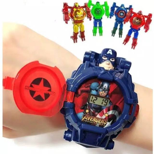 Jam Tangan Digital Robot Avenger Model Tranformer Bisa Jadi Mainan dan Jam