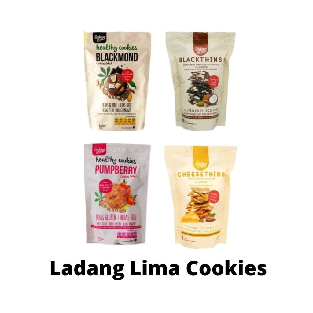 

LADANG LIMA HEALTHY COOKIES | GLUTEN FREE SNACK CEMILAN DIET SEHAT BLACKMOND / BLACKTHINS / CHEESETHINS / PUMPBERRY BPOM HALAL