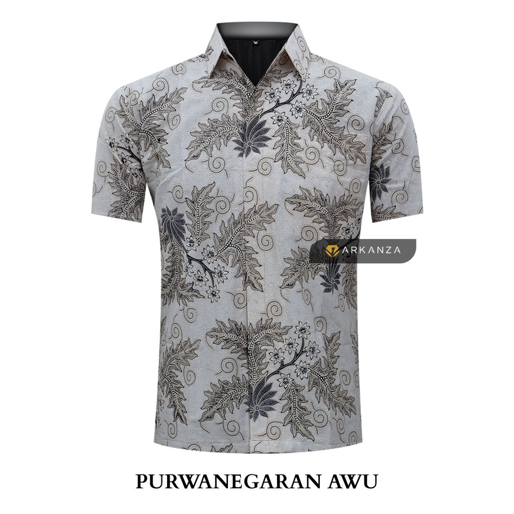 PURWANEGARAN AWU Hem Atasan Kemeja Baju Batik Pria Cowok Produsen Slimfit Mewah Terbaru 2022 Memakai Furing Tangan Panjang