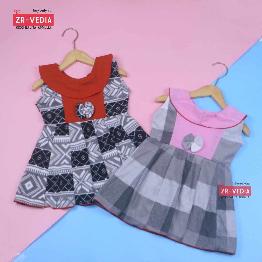 (BLUDRU FLANEL) Dress Cantika uk 1-2 Tahun / Baju Anak Perempuan Harian Yukensi Murah Grosir