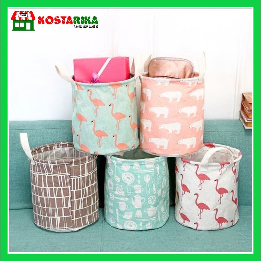 KOSTARIKA Keranjang Baju Cucian Kotor Tempat Pakaian Laundry Bag CANVAS Motif