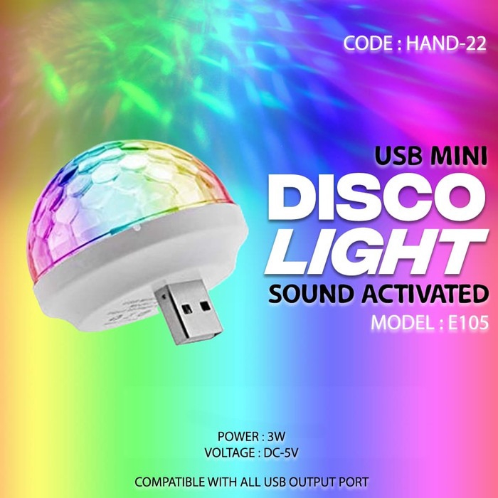 Bola Lampu Disko / Mini Disco Ball Party Light LED USB Portable / Lamp