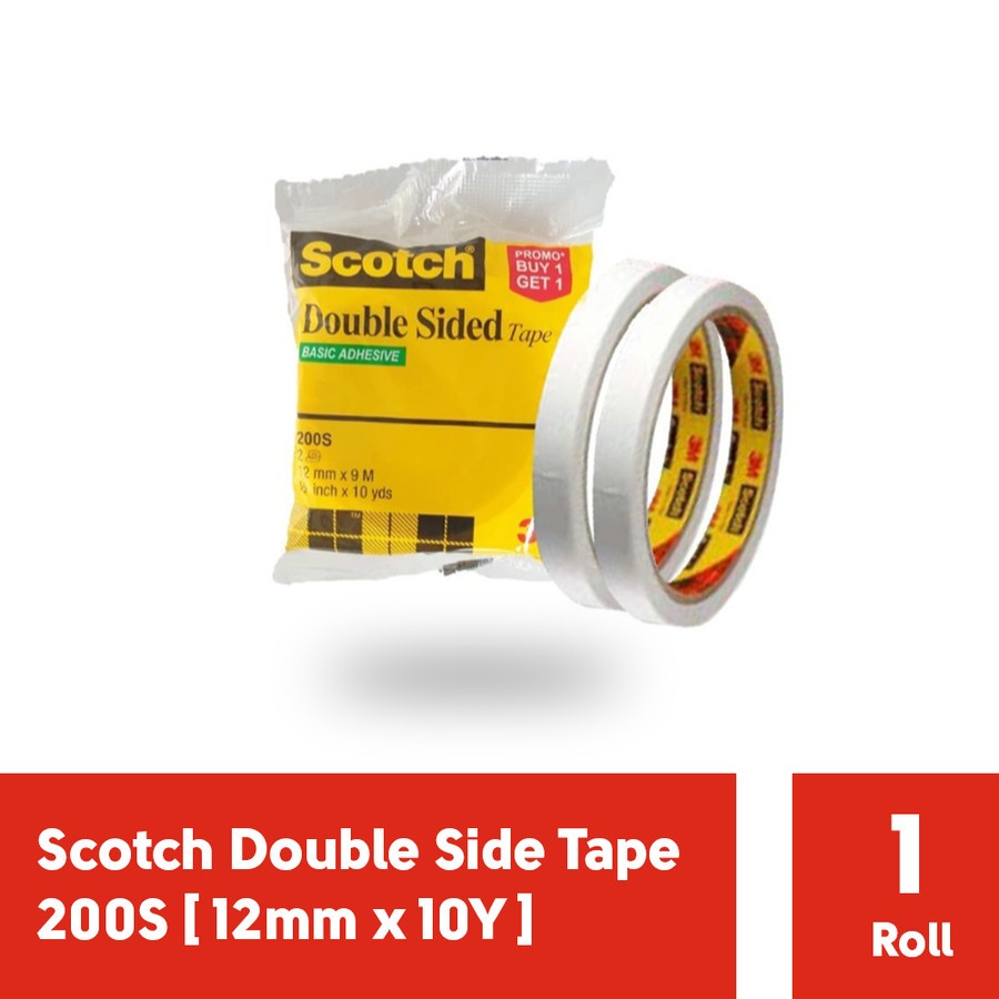 Double Tape 3M Scotch Double Side Tape 12mm x 10Y Promo buy 1 get 1