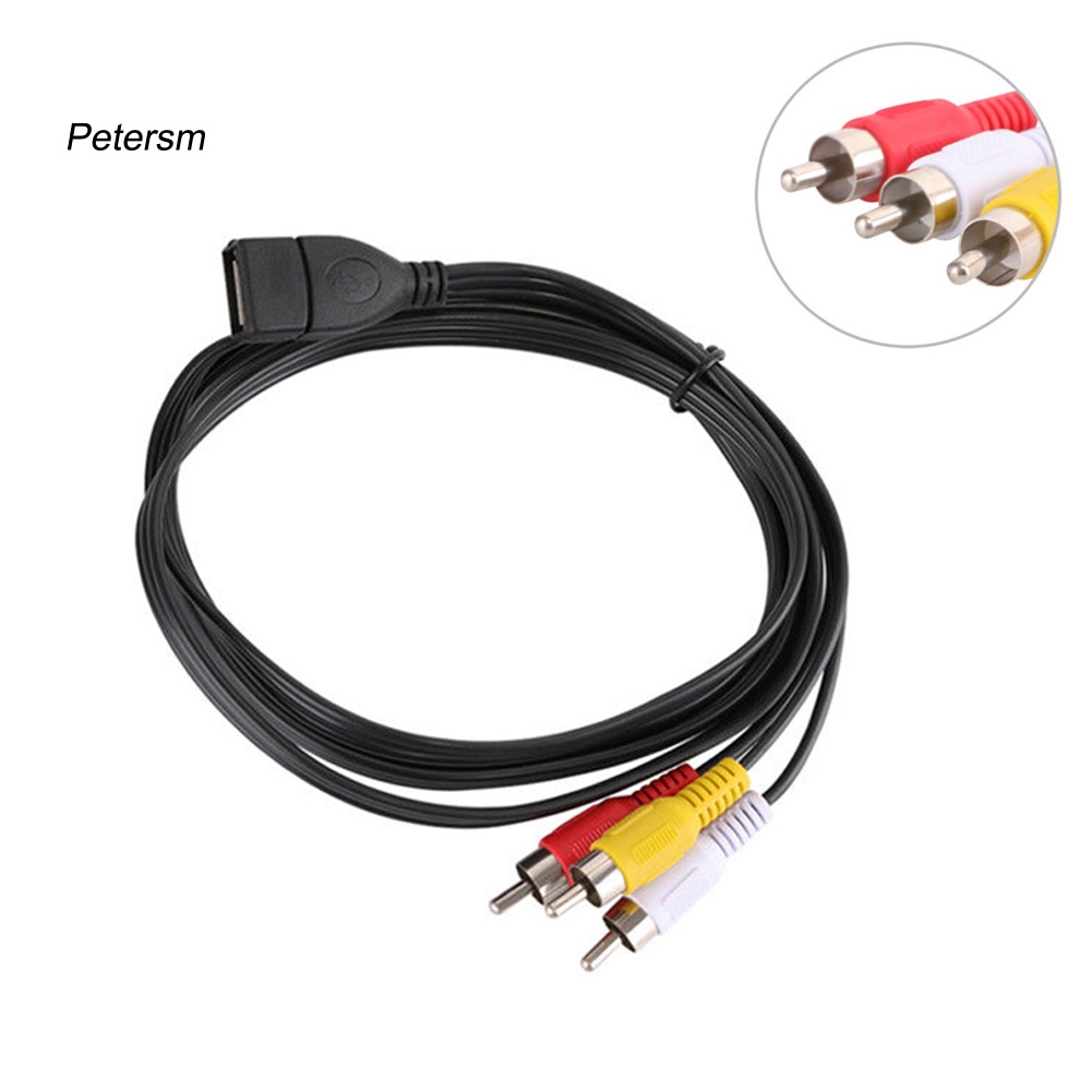 (Pt) Doonjiey Kabel Adapter Usb 2.0 A Female Ke 3 Rca Male Audio Video Av Untuk Pc Tv