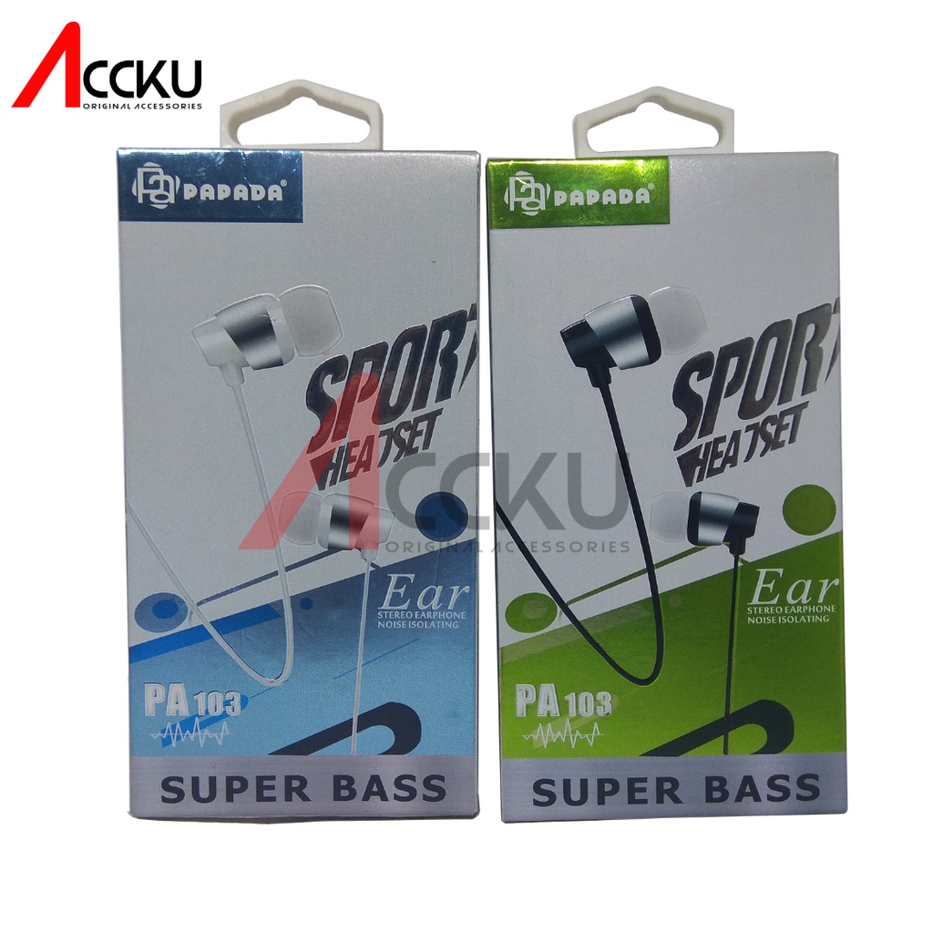 [ PA-103 ] Heandset Branded Papada Super Bass Headset Handsfree Sport Earphone Papada High Quality