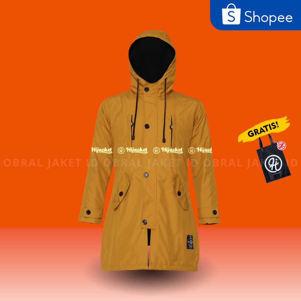 Jaket Parasut Wanita Waterproof Hijacket Ixora Goldenrod Size L XL XXL Hoodie Muslimah Premium