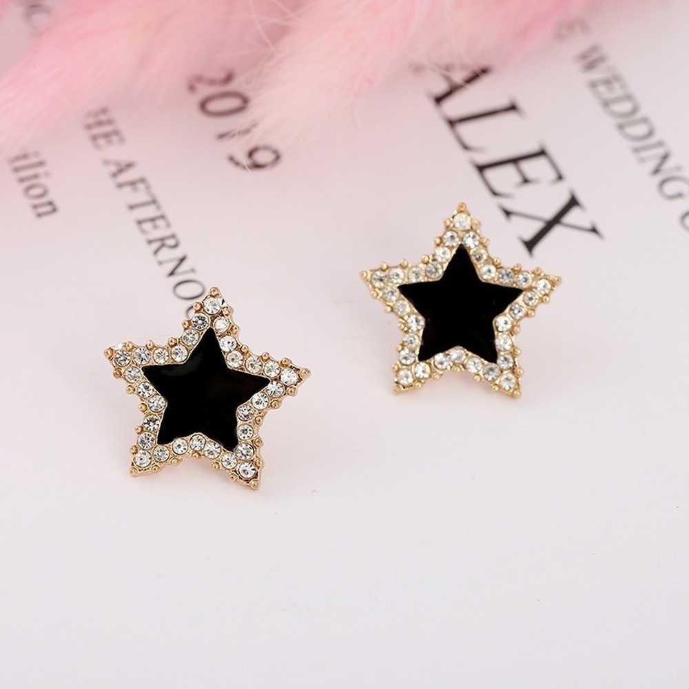 925 Silver Needle Diamond Four-leaf Earrings Female Square Temperament Geometric Eardrop Fashion