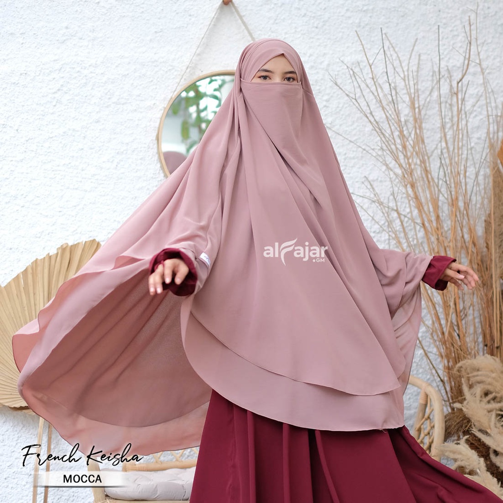 Jilbab Khimar French Jumbo Syar'i Keisha by Alfajar-Mocca