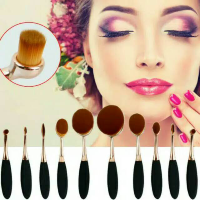 Kuas Kosmetik Make Up Oval Brush Wajah 10 PCS